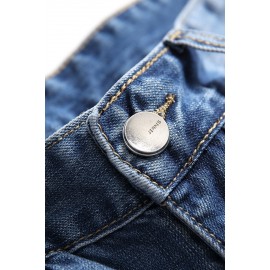 Blue Wash Distressed Slim-fit Men's Jeans