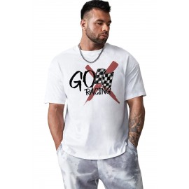 White Go Racing Mens Graphic T Shirt