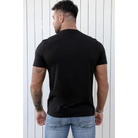 Black SOCCER DAD Letter Graphic Print V Neck T Shirt