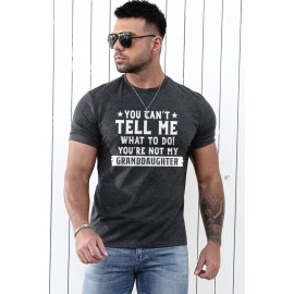 Gray GRANDDAUGHTER Letter Print Muscle Fit Men's T Shirt