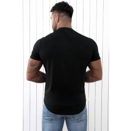 Black Crew Neck Slim Fit Men T Shirt