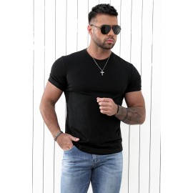 Black Crew Neck Slim Fit Men T Shirt