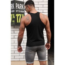 Black Men's Poker Print Tank Top