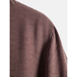 Mens Pure Color Lapel Button Up Cotton Basics Short Sleeve Shirts